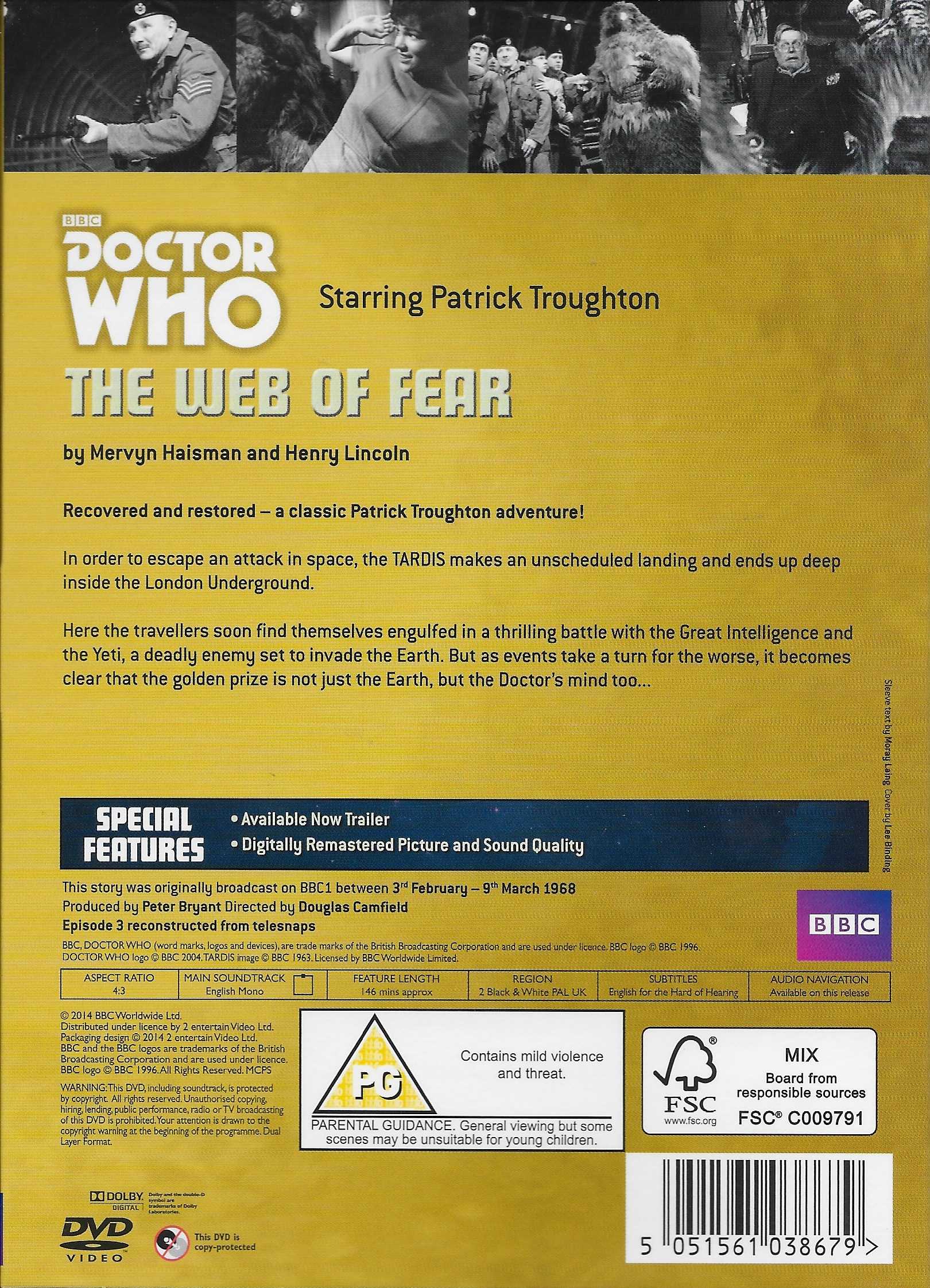 Picture of BBCDVD 3867 Doctor Who - The web of fear by artist Mervyn Haisman / Henry Lincoln from the BBC records and Tapes library